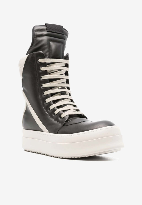 Rick Owens Mega Geobaskets High-Top Sneakers  Black RR02D6855LCO_988