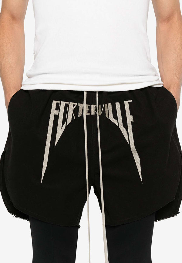 Rick Owens Graphic Embroidery Boxing Shorts Black RR02D6304TBEM7_0908