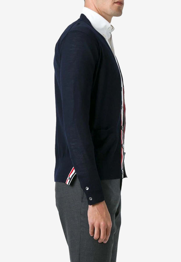 Thom Browne 4-bar Stripes Knitted Cardigan Navy MKC002A00014_415