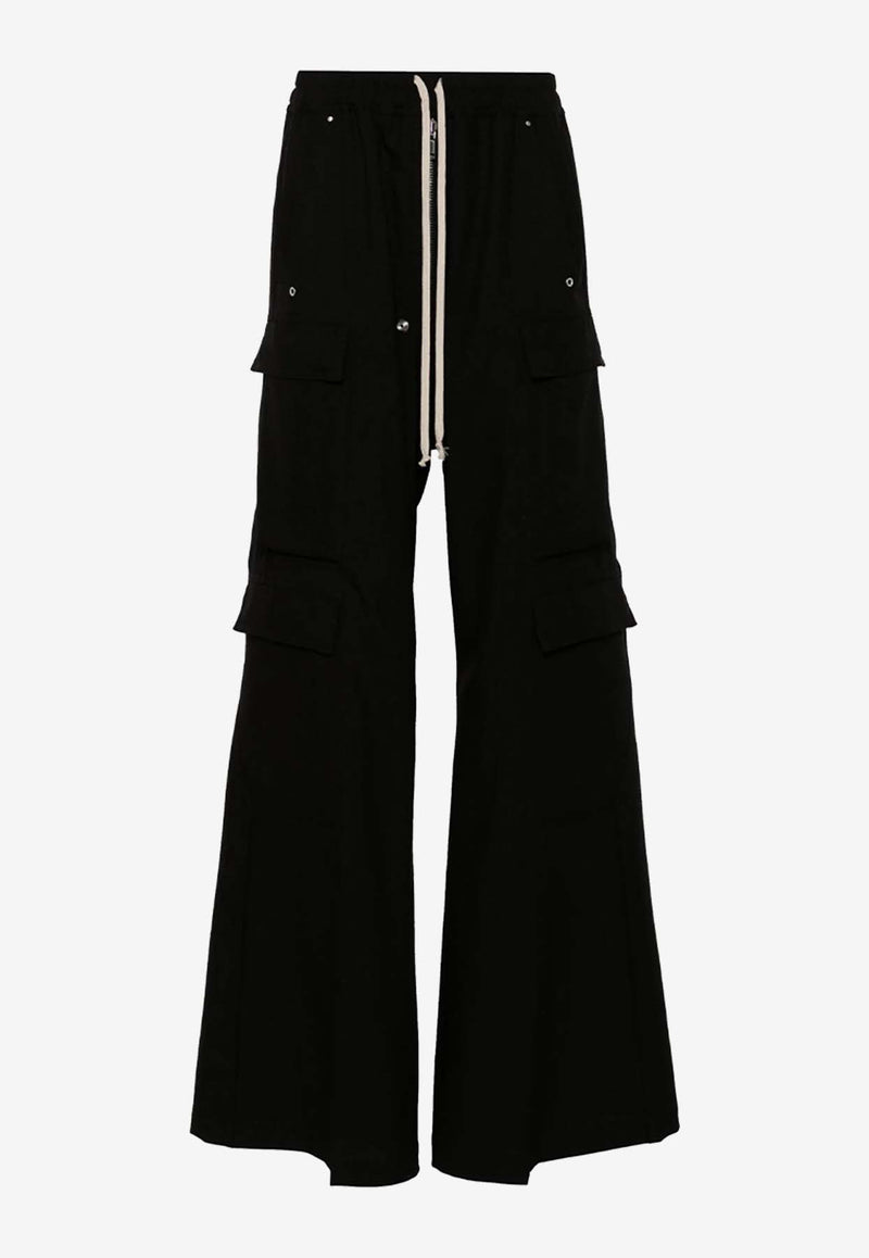 Rick Owens Cargobelas Wide-Leg Wool Pants Black RP02D3327WGP_09