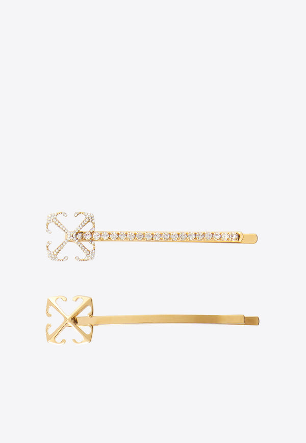 Off-White Arrow Hair Clip - Set of 2 Gold OWOE002F24MET001_7672