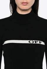 Off-White Logo Stripe High-Neck Top Black OWHE107F24KNI001_1001