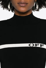 Off-White Logo Stripe High-Neck Top Black OWHF051F24KNI001_1001