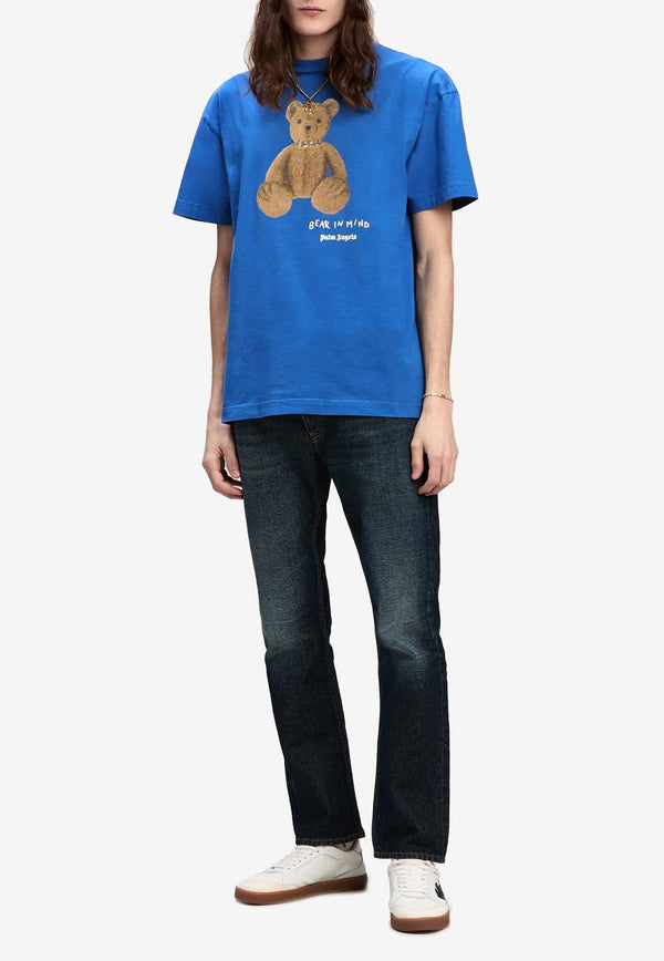 Palm Angels Bear in Mind Printed T-shirt Blue PMAA001F24JER010_4560