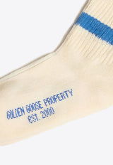 Golden Goose DB Stripe Logo Knit Socks Beige GKP00883P001107_11974