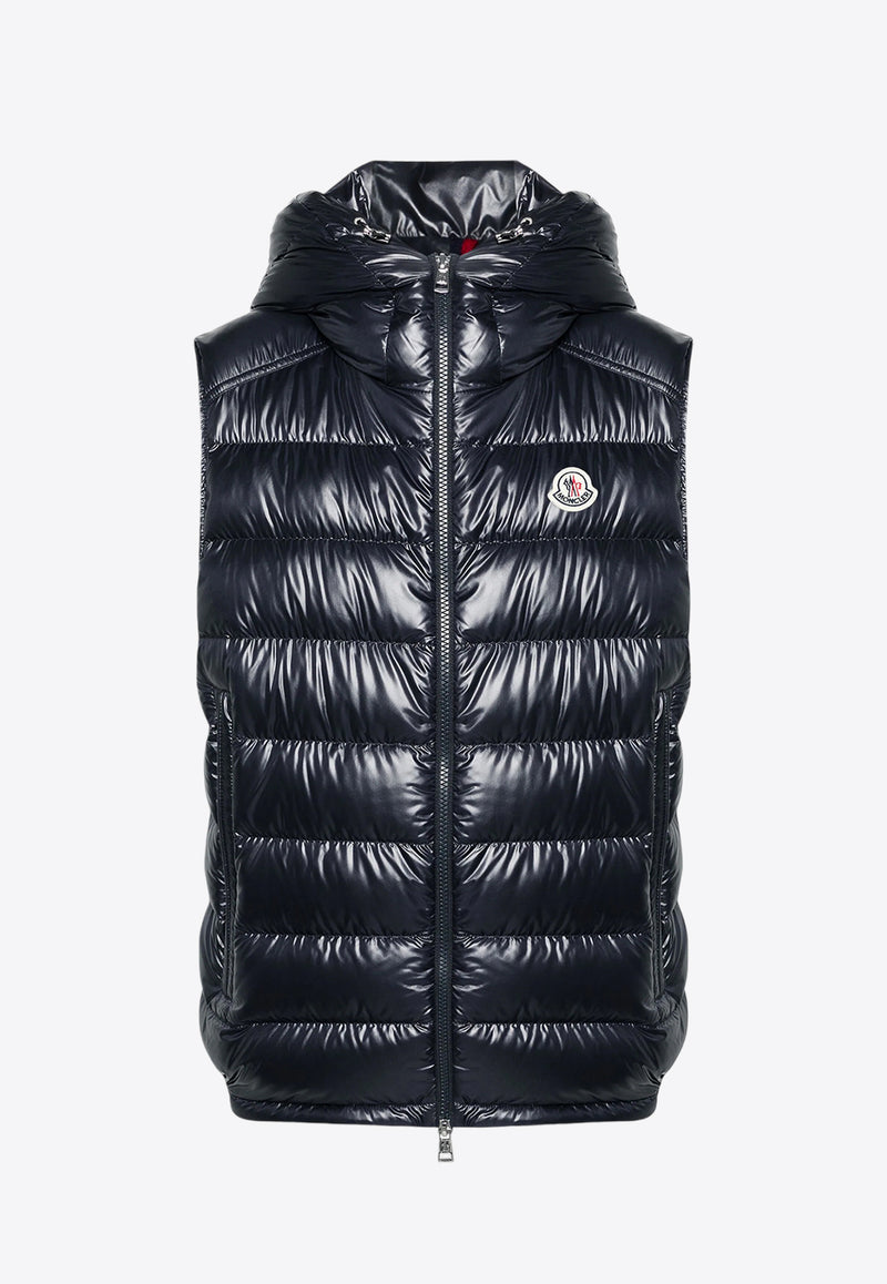 Moncler Barant Logo Patch Down Vest Blue J20911A00062597EX_779