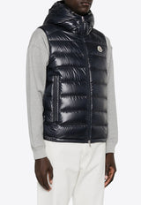 Moncler Barant Logo Patch Down Vest Blue J20911A00062597EX_779