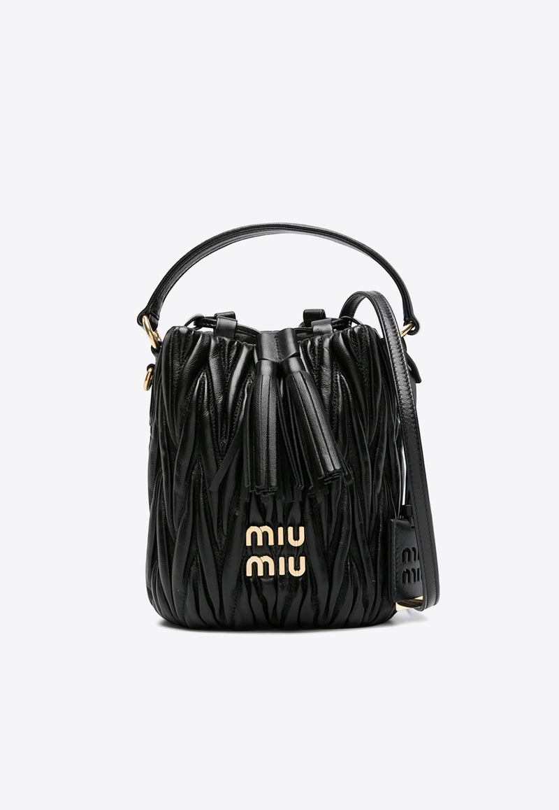 Miu Miu Matelassé Leather Bucket Bag Black 5BE085VOOON88_F0002