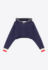 Golden Goose DB Journey Logo Embroidered Cropped Hoodie Navy GWP01225P001636_50878