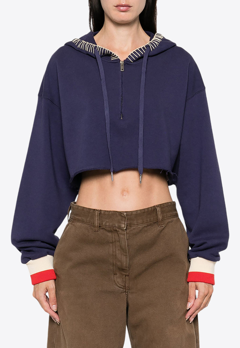 Golden Goose DB Journey Logo Embroidered Cropped Hoodie Navy GWP01225P001636_50878