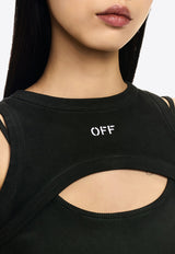 Off-White Off Stamp Rib Knit Cut-Out Top Gray OWAD237F24JER001_0701