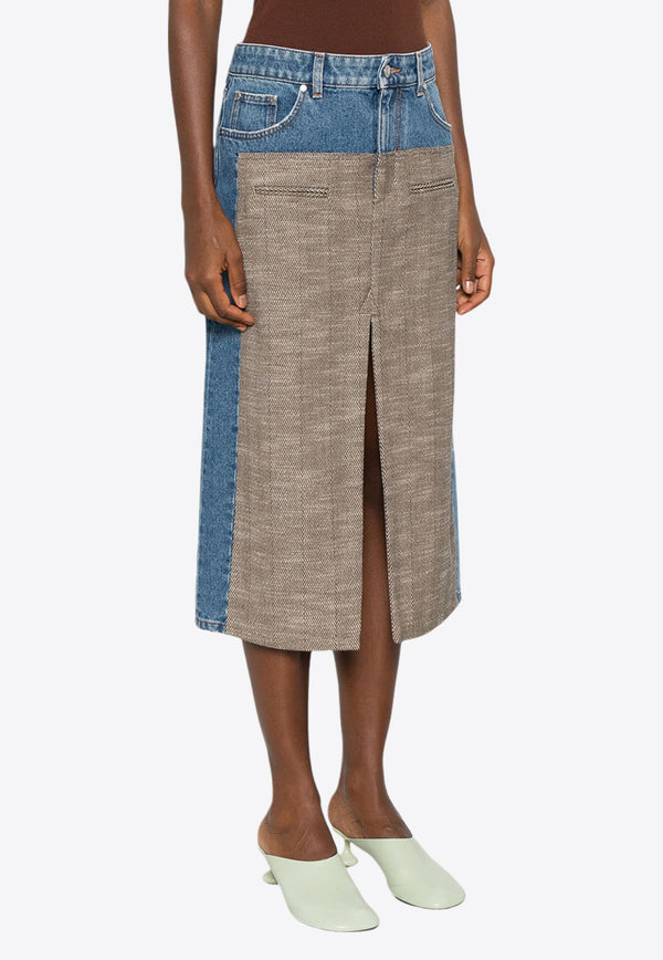 Stella McCartney Tweed Denim Midi Skirt  Blue 6D03273SPH98_4233