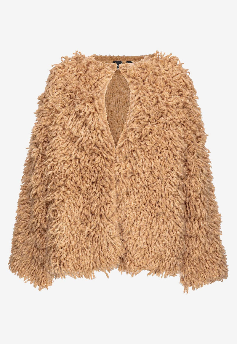 PINKO Faux-Fur Jacket with Cut-Out Brown 103928A22B_L29