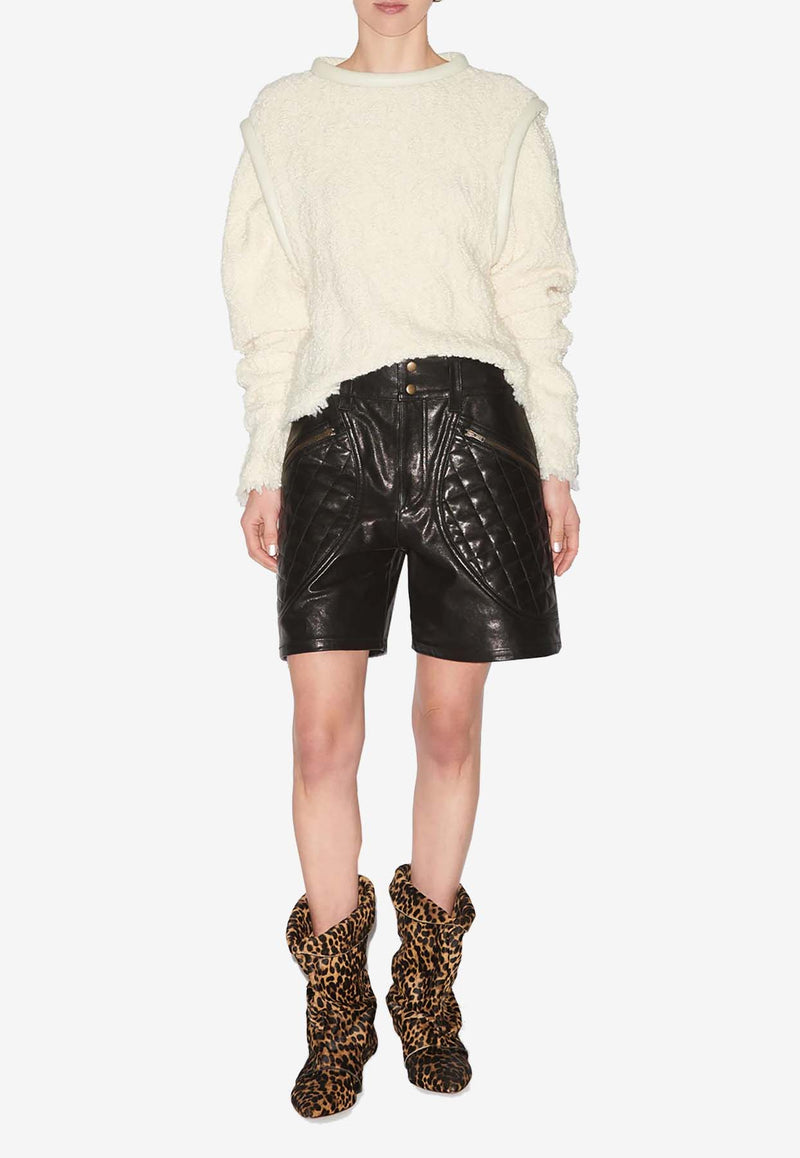 Isabel Marant Candice Mini Shorts in Quilted Leather Black SH0172FBB3B02I_01BK