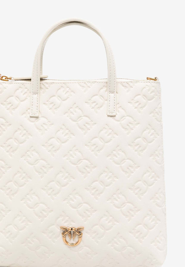 Pinko Mini Love Birds Embossed Monogram Tote Bag White 102746A1YB_Z14Q