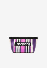 Isabel Marant Powden Logo Embroidered Clutch  Purple PO0001FAA1X17M_86PE