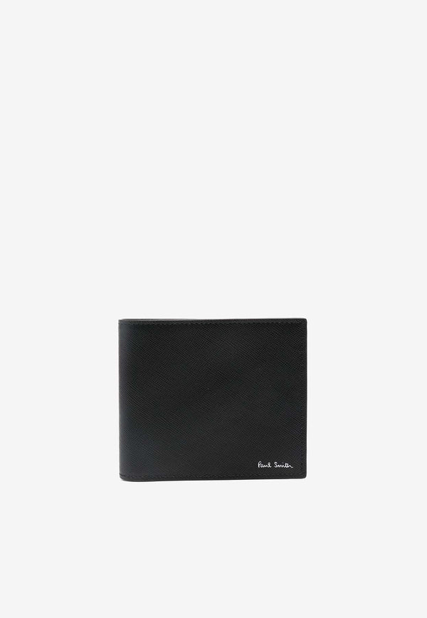 Paul Smith Logo Stamp Leather Bi-Fold Wallet Black M1A4833NMFUJI_79