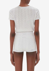 JW Anderson Logo Embroidered Pointelle Top  White KW1276YN0389_001