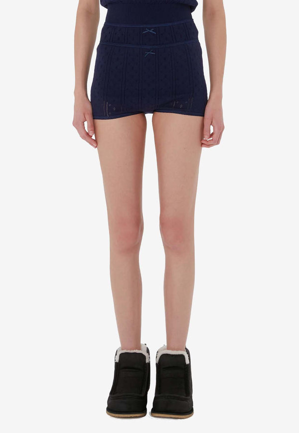 JW Anderson Double-Layer Pointelle Shorts Navy KW1278YN0389_888