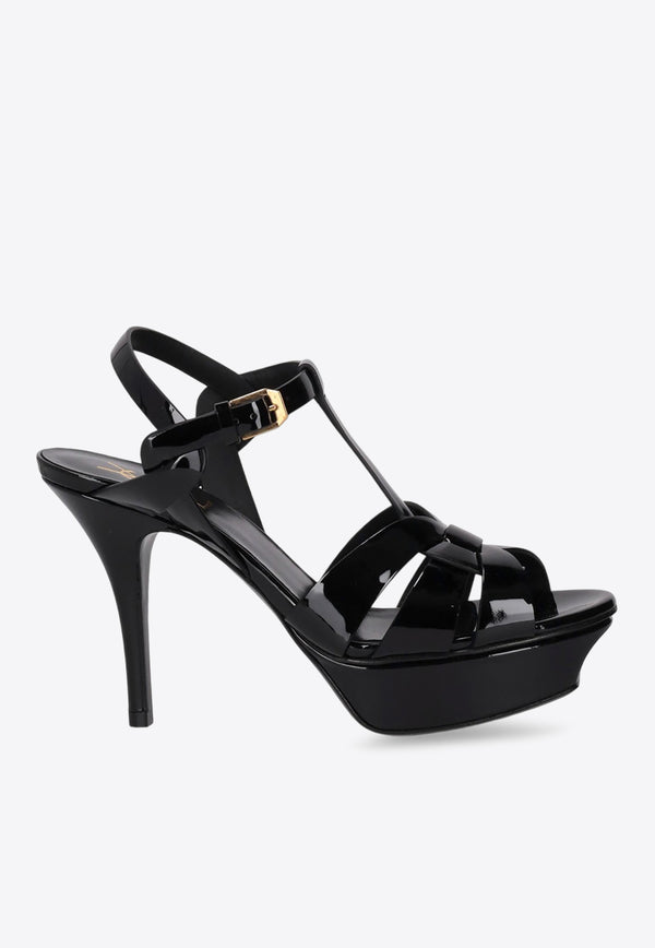 Saint Laurent Tribute 105 Calf Leather Platform Sandals Black 315490AAAOW_1000