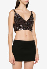 P.A.R.O.S.H Glow Sequined Cropped Top Brown D311614GLOW_008