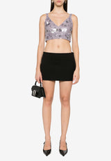 P.A.R.O.S.H Glow Sequined Cropped Top Silver D311614GLOW_018