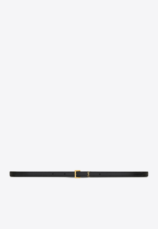 Saint Laurent Cassandre Leather Belt Black 7884261HZ0W_1000