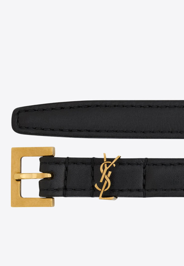 Saint Laurent Cassandre Leather Belt Black 7884261HZ0W_1000