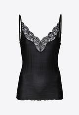 Saint Laurent Laced Silk Tank Top Black 796843Y37SM_1000