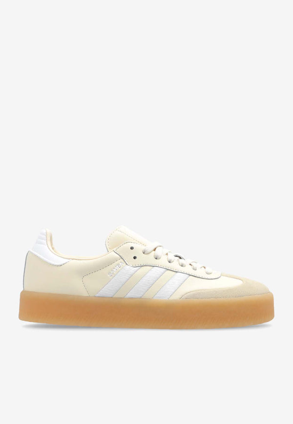 Adidas Originals Sambae Leather Low-Top Sneakers Cream ID0434 0-WONWHI FTWWHT SILVMT