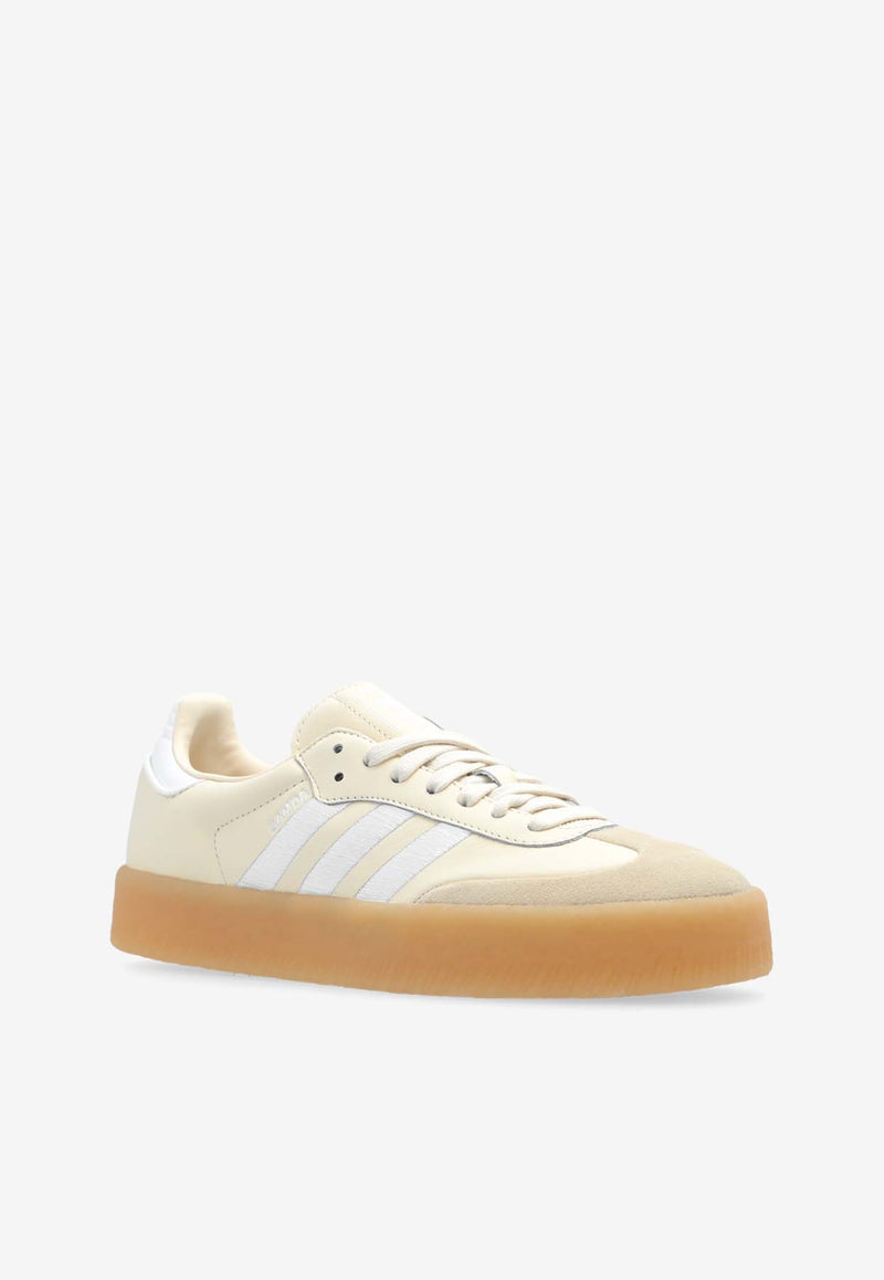 Adidas Originals Sambae Leather Low-Top Sneakers Cream ID0434 0-WONWHI FTWWHT SILVMT