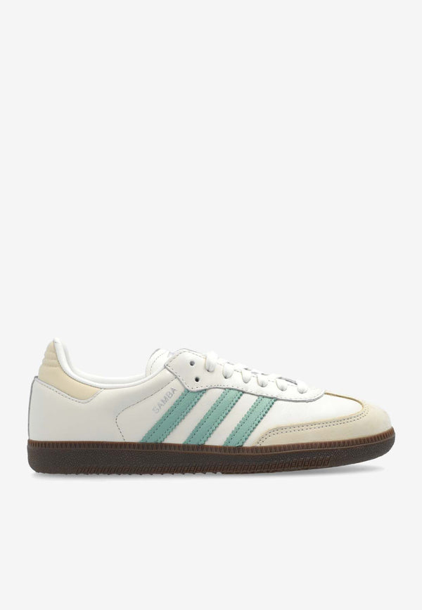 Adidas Originals Samba OG Leather Low-Top Sneakers Cream IH2752 0-CLOWHI HAZGRN WONWHI