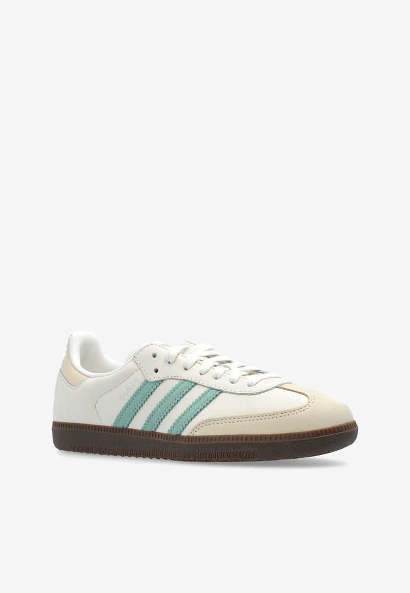 Adidas Originals Samba OG Leather Low-Top Sneakers Cream IH2752 0-CLOWHI HAZGRN WONWHI