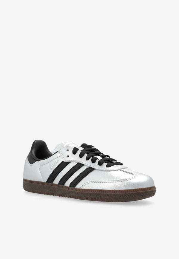 Adidas Originals Samba OG Leather Low-Top Sneakers Silver JI4218 0-SILVMT CBLACK GUM5