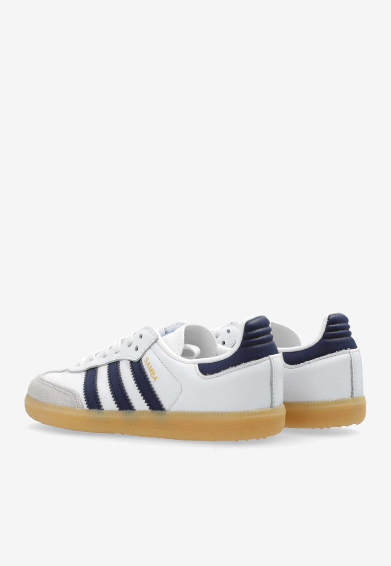 Adidas Kids Boys Samba OG Leather Sneakers White JI4466 0-FTWWHT COLLENAVY GUM