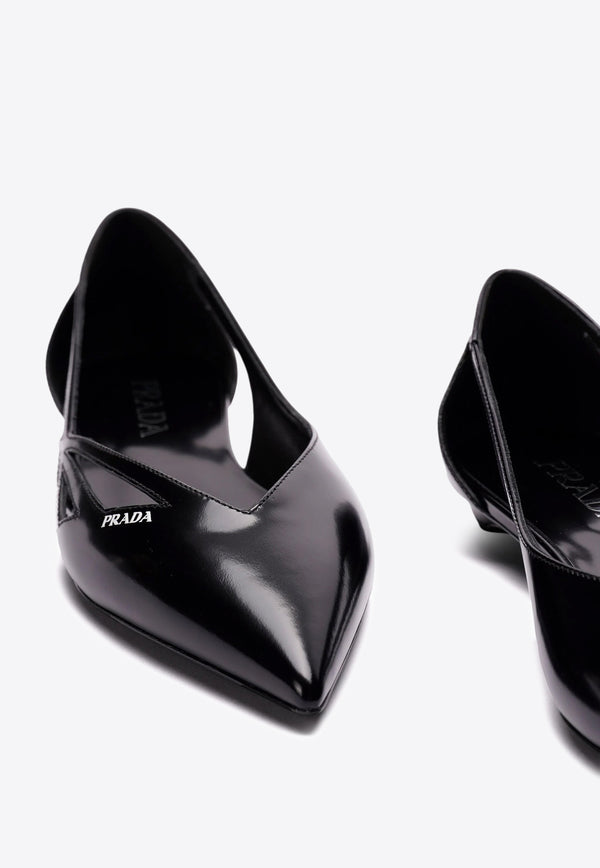 Prada Cut-Out Leather Ballet Flats Black 1F732NFD015055_F0002