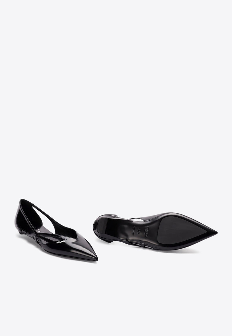 Prada Cut-Out Leather Ballet Flats Black 1F732NFD015055_F0002