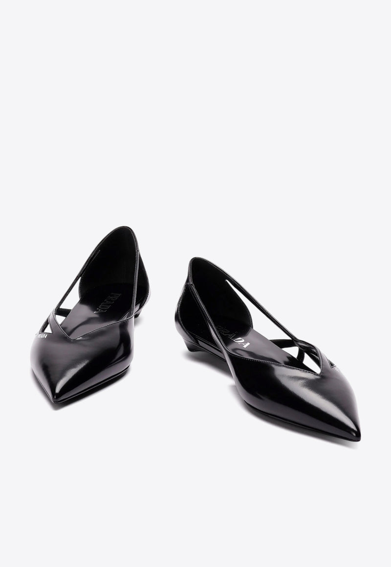 Prada Cut-Out Leather Ballet Flats Black 1F732NFD015055_F0002