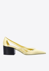 Prada 55 Satin Cut-Out Pumps Yellow 1I741NFB055049_F0222