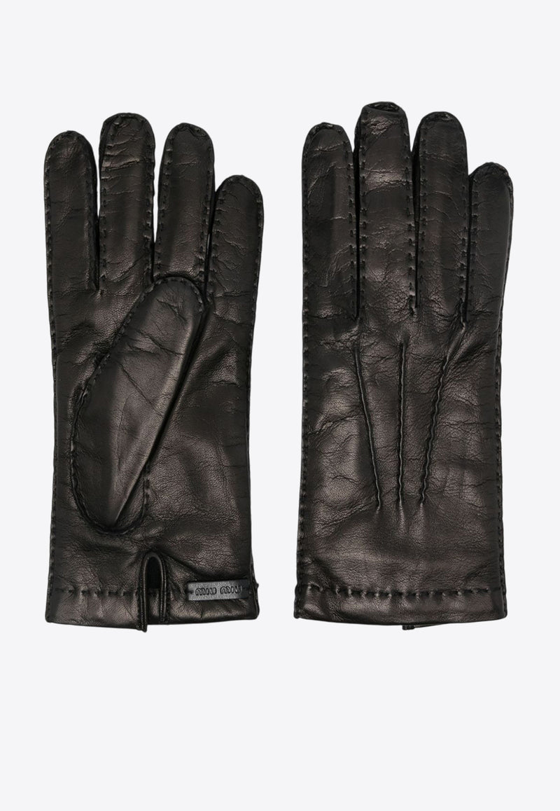 Miu Miu Essential Leather Gloves Black 5GG225038_F0002