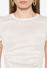 PINKO Martello Semi-Sheer Ruched Top White  104155A24U_Z12