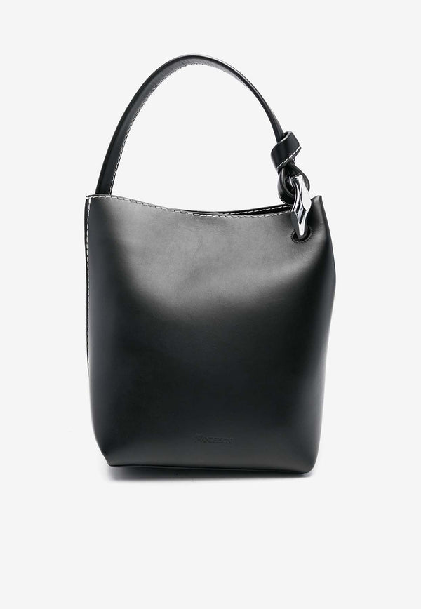 JW Anderson Corner Bucket Bag in Calf Leather Black HB0685LA0232_999