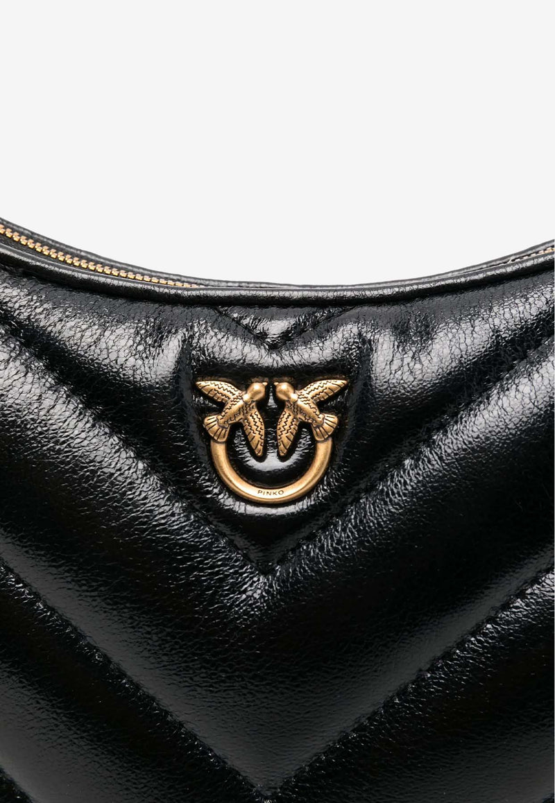 PINKO Half Moon Quilted Leather Shoulder Bag Black 102790A1RO_Z99Q