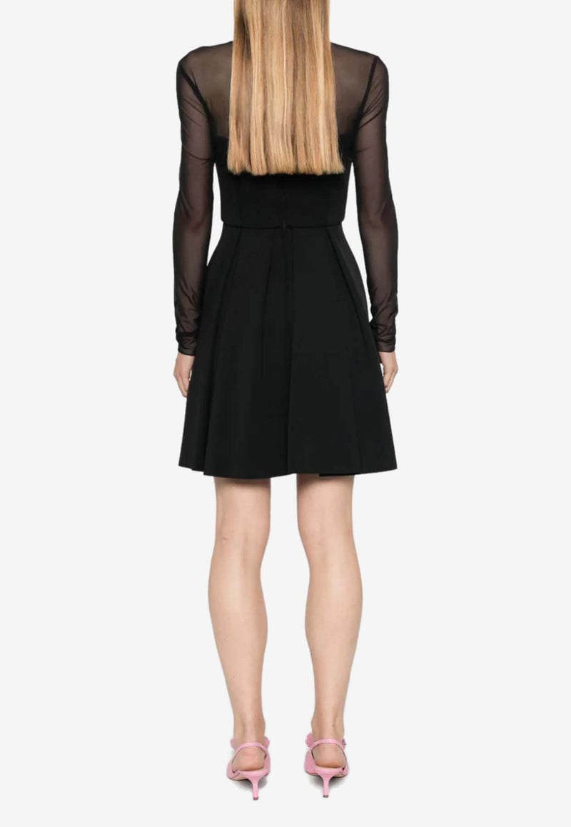 PINKO Calais Paneled Sheer Mini Dress Black 103843A208_Z99