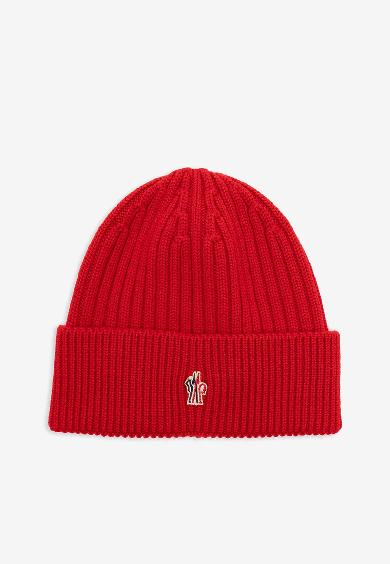 Moncler Grenoble Logo Patch Rib Knit Wool Beanie Red J20973B0001004761_455