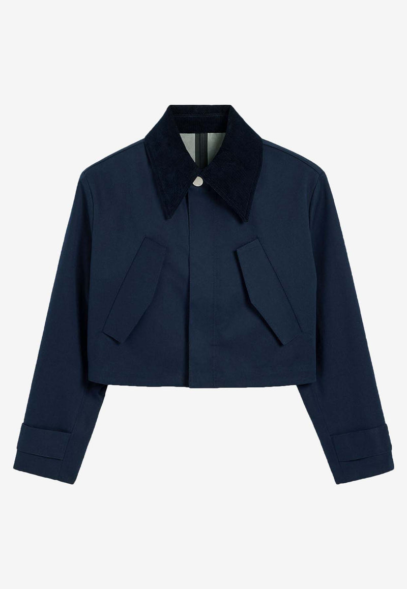 AMI PARIS Corduroy Collar Boxy Jacket Navy FJK069CO0081_4018