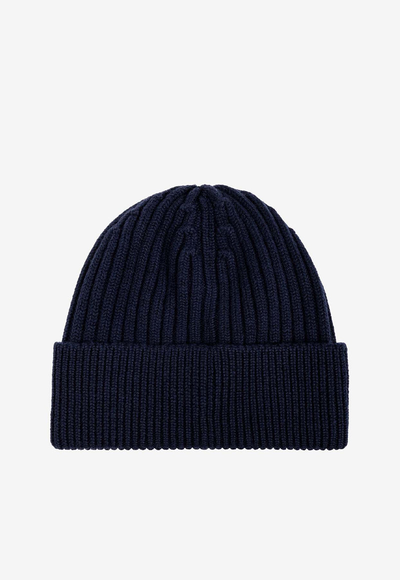 Moncler Grenoble Logo Patch Rib Knit Wool Beanie Blue J20973B0001004761_778