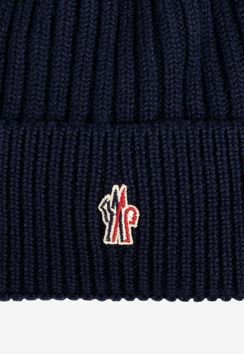 Moncler Grenoble Logo Patch Rib Knit Wool Beanie Blue J20973B0001004761_778