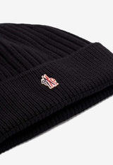 Moncler Grenoble Logo Patch Rib Knit Wool Beanie Black J20973B0001004761_999