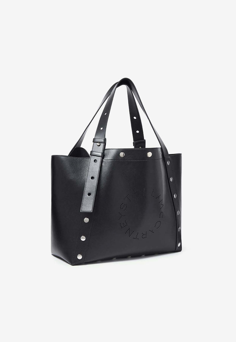 Stella McCartney Large Studded Faux Leather Logo Tote Bag Black 7B0115WP0465_1000